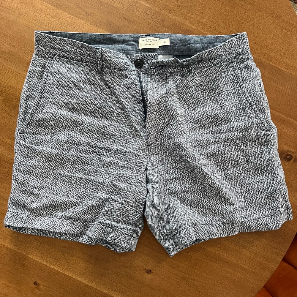 Club Monaco Navy and White Patterned Men Shorts